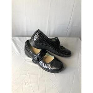 Aetrex Lucy E335W Croc Print Patent Leather Slip On Mary Jane shoes Women's 7.5